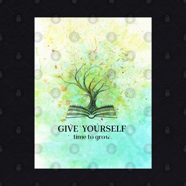 Give yourself time to grow - Watercolor Surrealistic Tree by Wolshebnaja